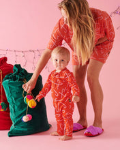 Load image into Gallery viewer, Candy Cane Red Organic Long Sleeve Zip Romper | KIP &amp; CO