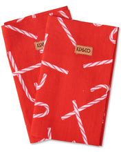 Load image into Gallery viewer, Candy Cane Red Linen 4P Napkin Set | KIP &amp; CO