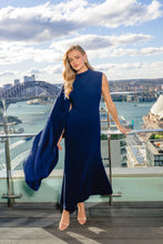 Load image into Gallery viewer, Leonara Asymmetric Cape Dress Deep Navy / Elliatt