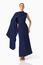 Load image into Gallery viewer, Leonara Asymmetric Cape Dress Deep Navy / Elliatt