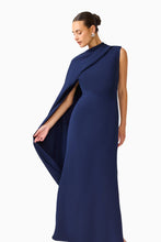 Load image into Gallery viewer, Leonara Asymmetric Cape Dress Deep Navy / Elliatt