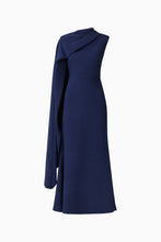 Load image into Gallery viewer, Leonara Asymmetric Cape Dress Deep Navy / Elliatt