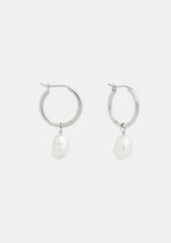 Load image into Gallery viewer, Mini Keshi Pearl Hoops Silver | Saint Valentine