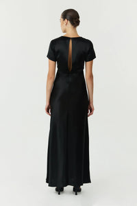 Satin Bias Maxi Tee Dress Black | Third Form