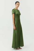 Load image into Gallery viewer, Satin Bias Maxi Tee Dress Olive | Third Form