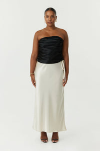 Satin Bias Tie Side Skirt Buttercream | Third Form