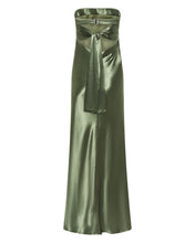 Load image into Gallery viewer, Satin Tie Back Strapless Maxi Olive | Third Form