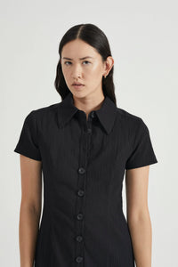 Skipping Stone Shirt Dress, Black | THIRD FORM