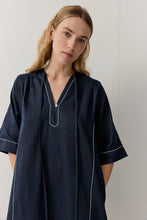 Load image into Gallery viewer, Tie Neck Kaftan Navy | Iris &amp; Wool