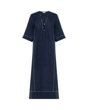 Load image into Gallery viewer, Tie Neck Kaftan Navy | Iris &amp; Wool