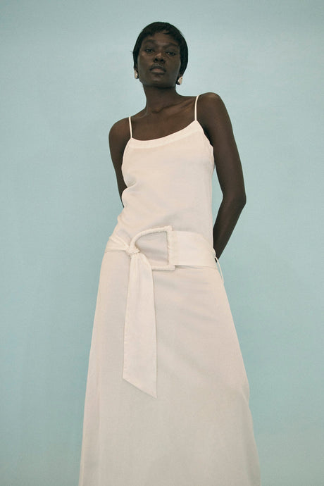 Eylsian Belted Maxi Dress White / Third Form