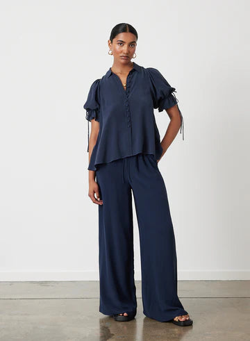 Sophia Silk Palazzo Pant Sandwash Navy | Joslin