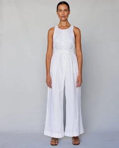 Imari Linen Jumpsuit, White | Amelius