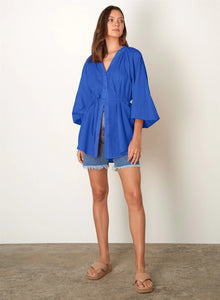 Mimosa Oversize Shirt, Blue | Esmaee
