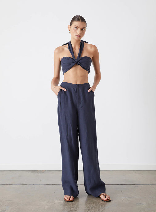 Ally Linen Palazzo Pant, Navy | Joslin Studio