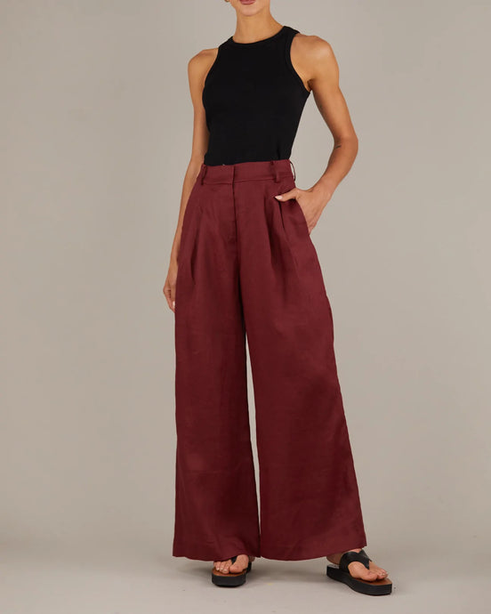 Bridgette Linen Pant Merlot | Amelius