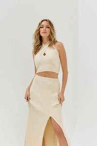 Bound Knit Skirt, Tofu | Sovere