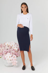 London Ribbed Skirt, Navy | LEGOE