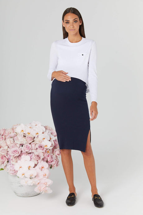 London Ribbed Skirt, Navy | LEGOE