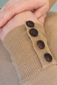 Leather Button Jumper - Camel / Lady Kate