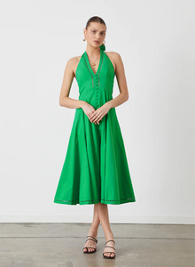 Olivia Organic Cotton Midi Dress - Emerald Green / Joslin