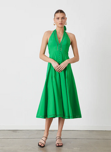 Olivia Organic Cotton Midi Dress - Emerald Green / Joslin