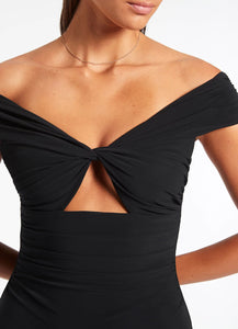 Jetset Twist Off Shoulder One Piece, Black | Jets Australia