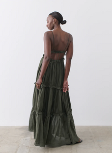 Liana 2.0 Linen Maxi Dress, Forest | Joslin Studio