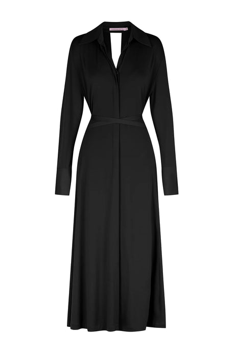 Luther Midi Shirt Dress, Black | Hansen & Gretel