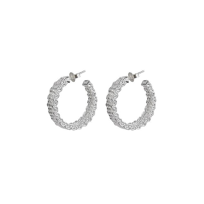 Malla Stud Hoops Silver