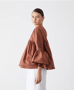 Marlo Organic Cotton Smock Top, Sienna Red | Joslin Studio