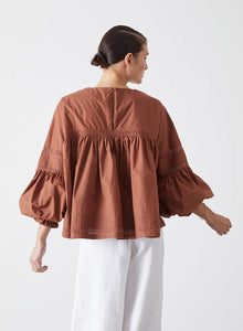 Marlo Organic Cotton Smock Top, Sienna Red | Joslin Studio