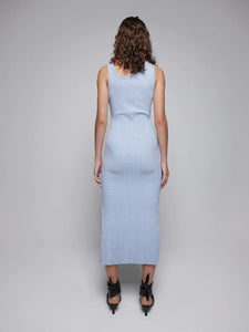 Luxe Rib Angled Dress, Sky | Nobody Denim