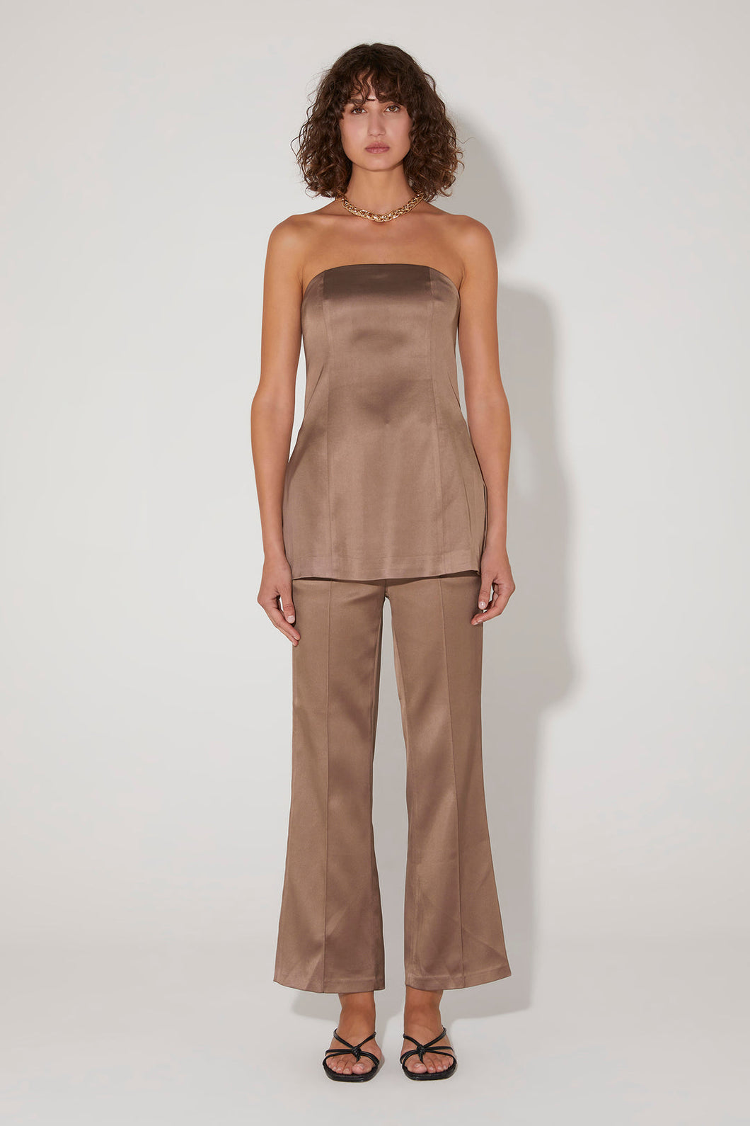 Orsun Strapless Top Ash Brown | HANSEN & GRETEL