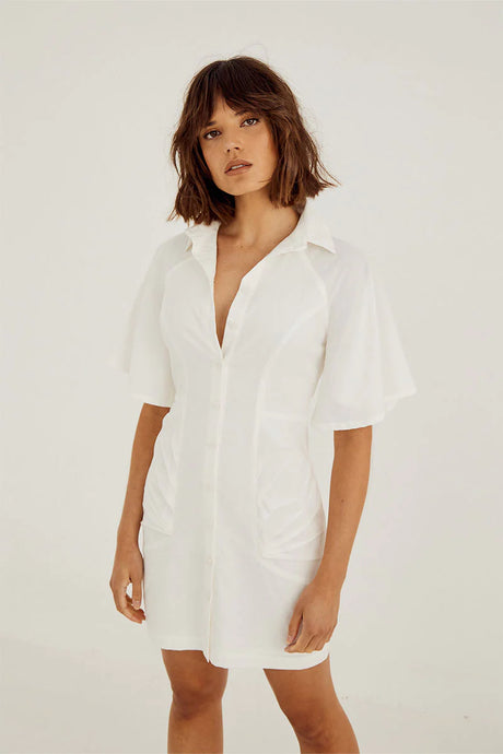 Outline Shirt Dress, White | Sovere