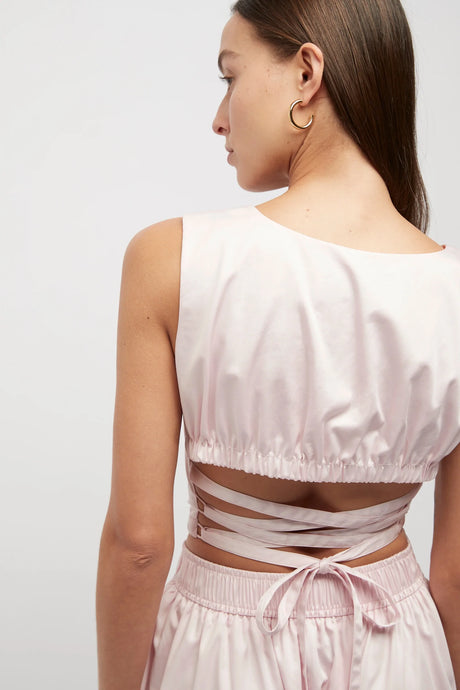 Michele Tie Back Crop Top, Baby Pink | Friend of Audrey