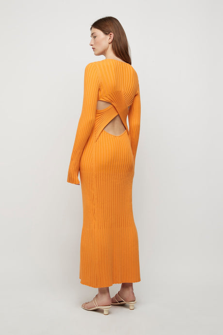 Lowry Cross-Back Knit Dress, Tangerine | FRIEND of AUDREY