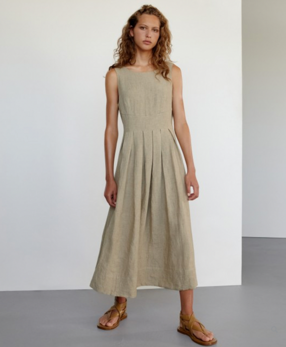 Amber Linen Midi Dress, Pebble | Morrison