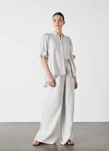 Load image into Gallery viewer, Fleur Linen Canvas Palazzo Pants, Moon | JOSLIN Studio