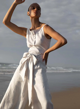 Load image into Gallery viewer, Fleur Linen Canvas Palazzo Pants, Moon | JOSLIN Studio