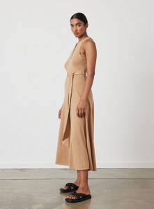 Isabel Organic Cotton Cashmere Knit Midi Dress, Tobacco| Joslin