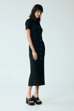 Load image into Gallery viewer, Waffle Midi Shirt Dress/Black/Third Form