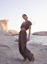 Load image into Gallery viewer, Sophia Silk Cotton Palazzo Pant, Chocolate | Joslin Studio