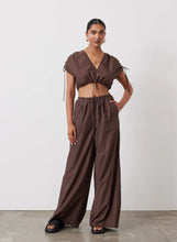 Load image into Gallery viewer, Sophia Silk Cotton Palazzo Pant, Chocolate | Joslin Studio