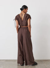 Load image into Gallery viewer, Sophia Silk Cotton Palazzo Pant, Chocolate | Joslin Studio