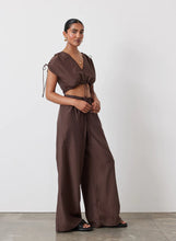 Load image into Gallery viewer, Sophia Silk Cotton Palazzo Pant, Chocolate | Joslin Studio