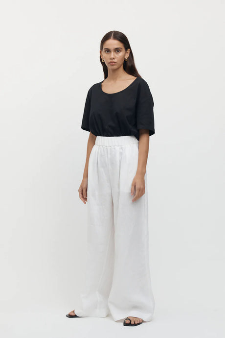 Sete Linen Elastic Waist Pant White / Friend of Audrey