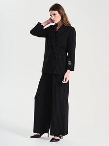 Jolie Suiting Pant, Black Pinstripe | Ena Pelly