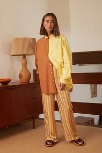 Henrietta Shirt in yellow and brown / Blanca