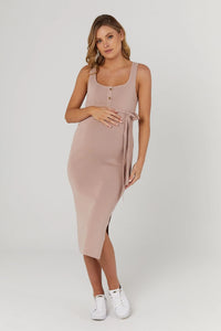 Crepe Knit Tie Dress, Dusty Rose | LEGOE